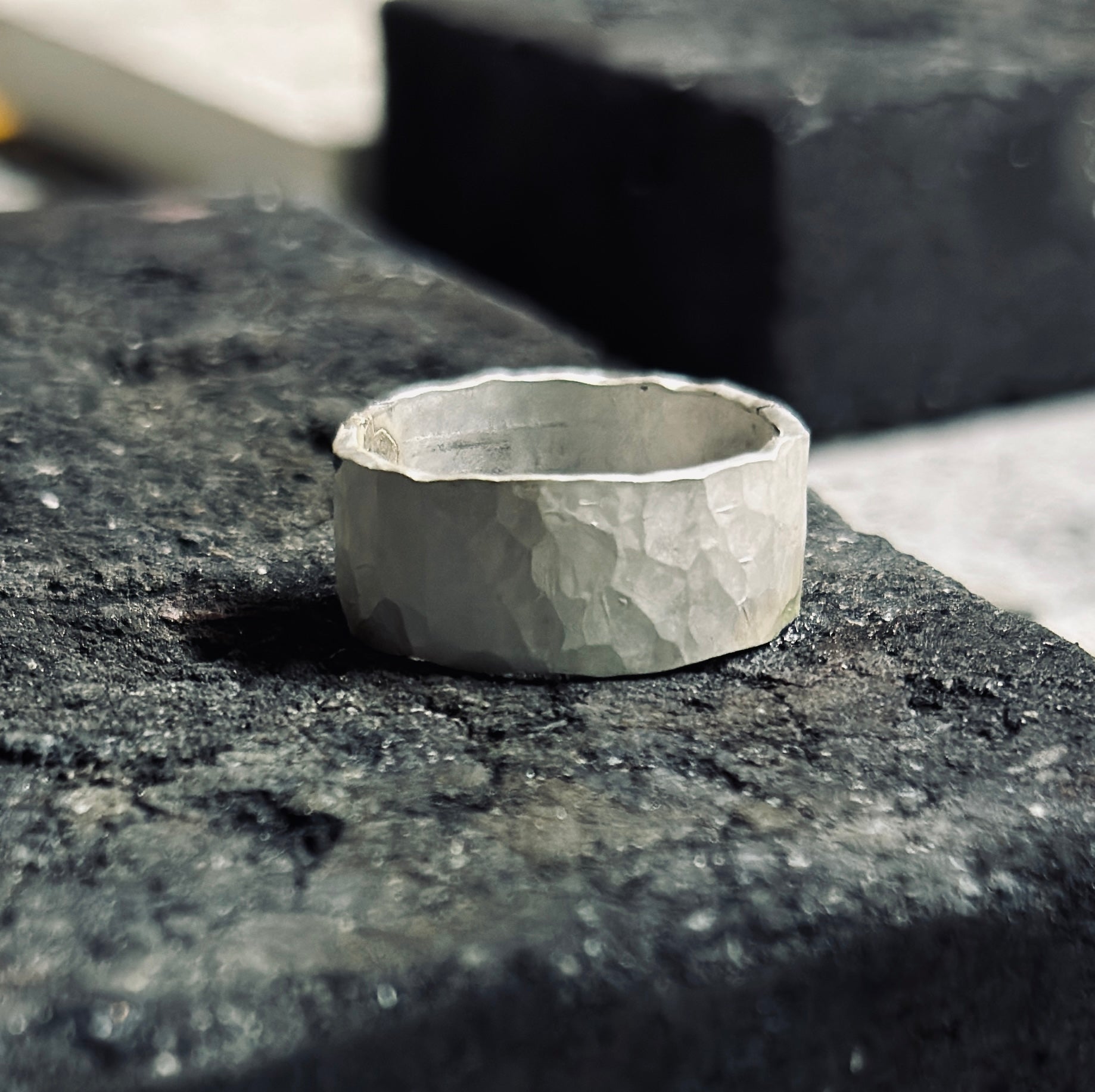 Large Hammered Sterling Silver Rings