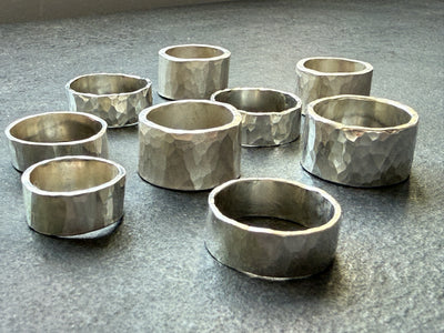Large Hammered Sterling Silver Rings