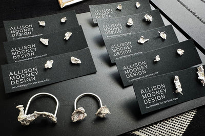 Water Cast Sterling Silver Post Earrings Allison Mooney Design