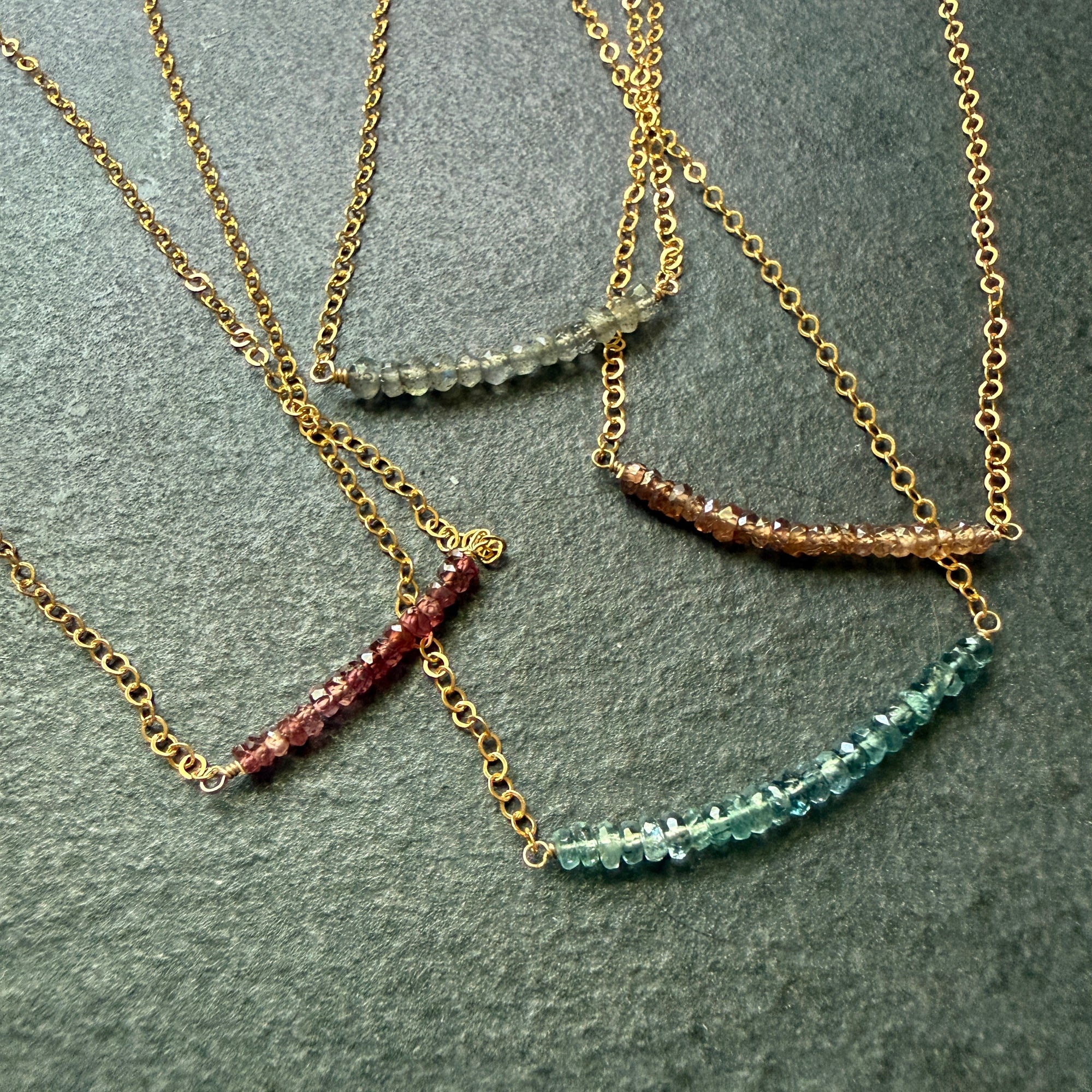 Gemstone Micro Faceted Color Block Necklace
