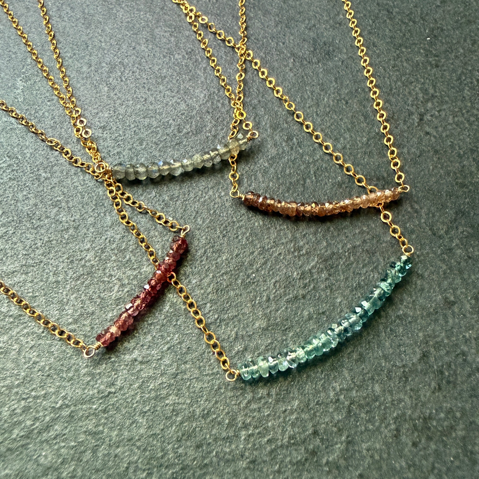 Gemstone Micro Faceted Color Block Necklace