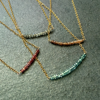 Gemstone Micro Faceted Color Block Necklace
