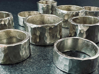 Large Hammered Sterling Silver Rings