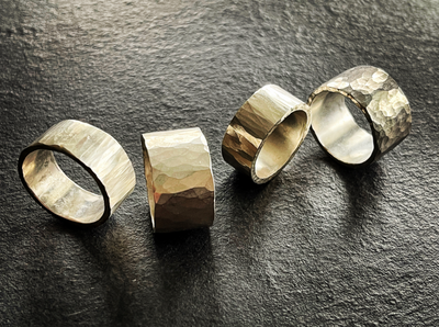 Large Hammered Sterling Silver Rings