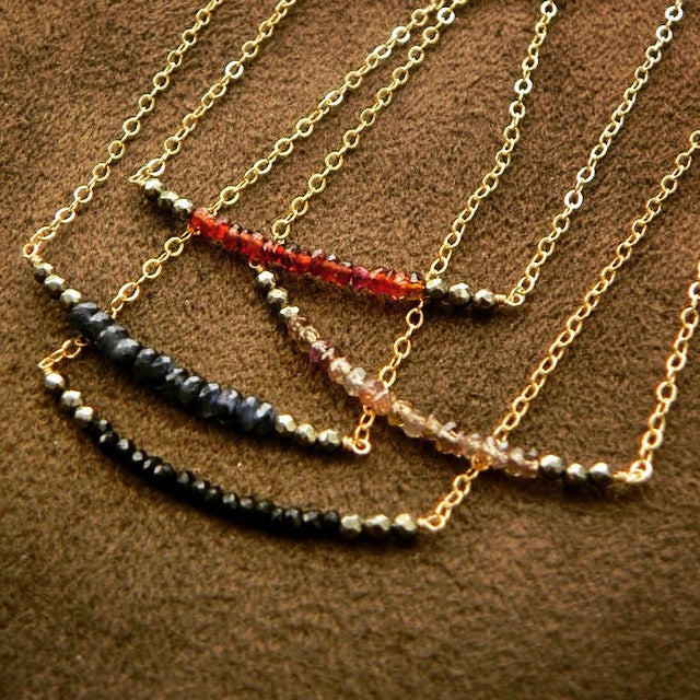 Micro Faceted Color Block Necklace with Pyrite Accent