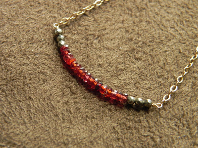Micro Faceted Color Block Necklace with Pyrite Accent