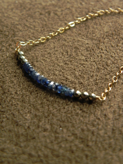 Micro Faceted Color Block Necklace with Pyrite Accent
