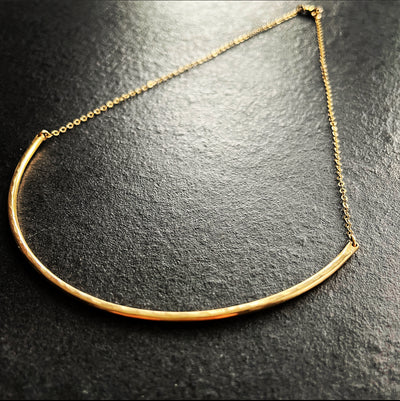 Hammered Half Collar Necklace in Sterling Silver or Gold Fill