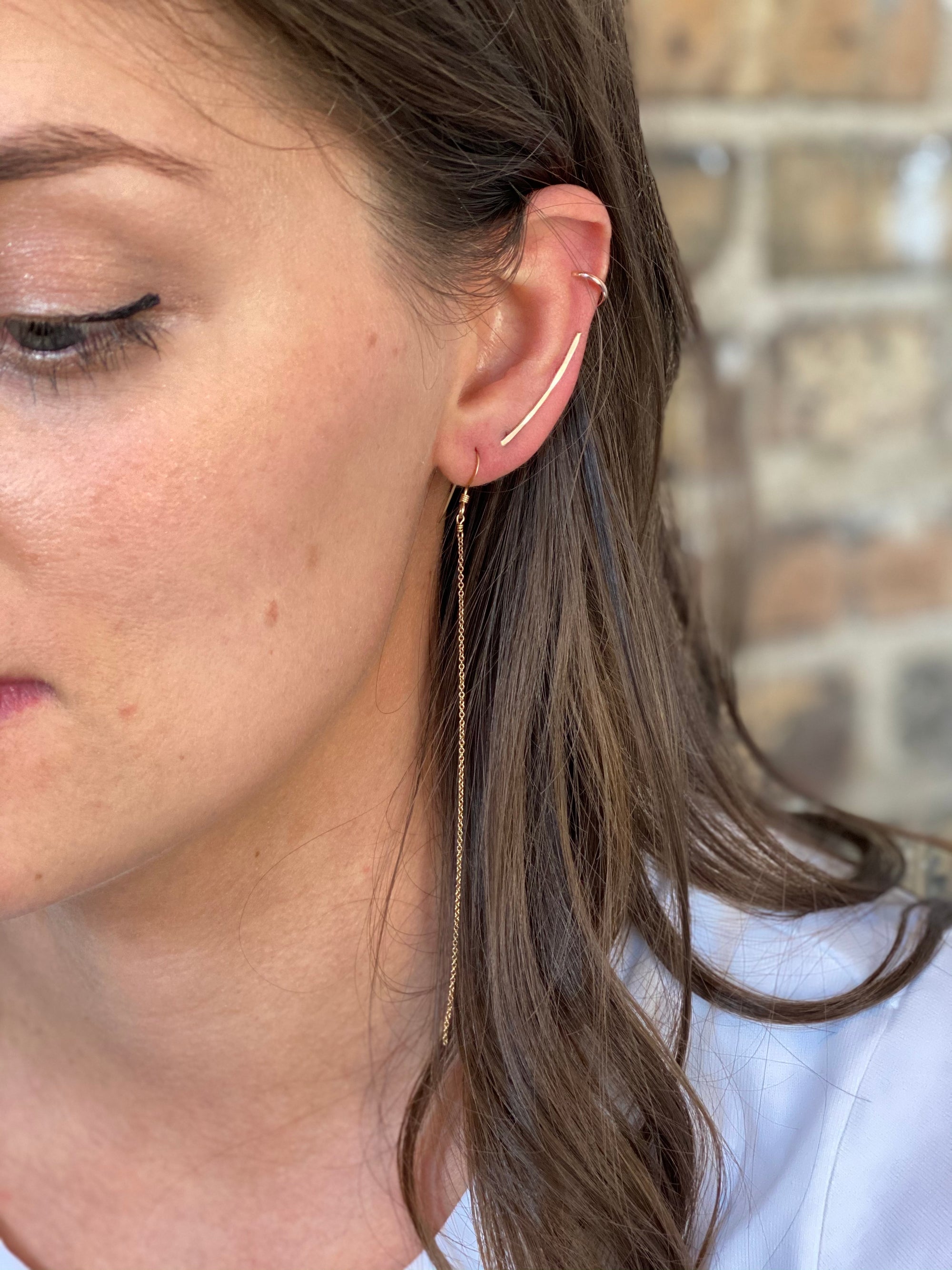 Hammered Ear Climber - Sterling Silver, Gold Fill or Rose Gold Fill