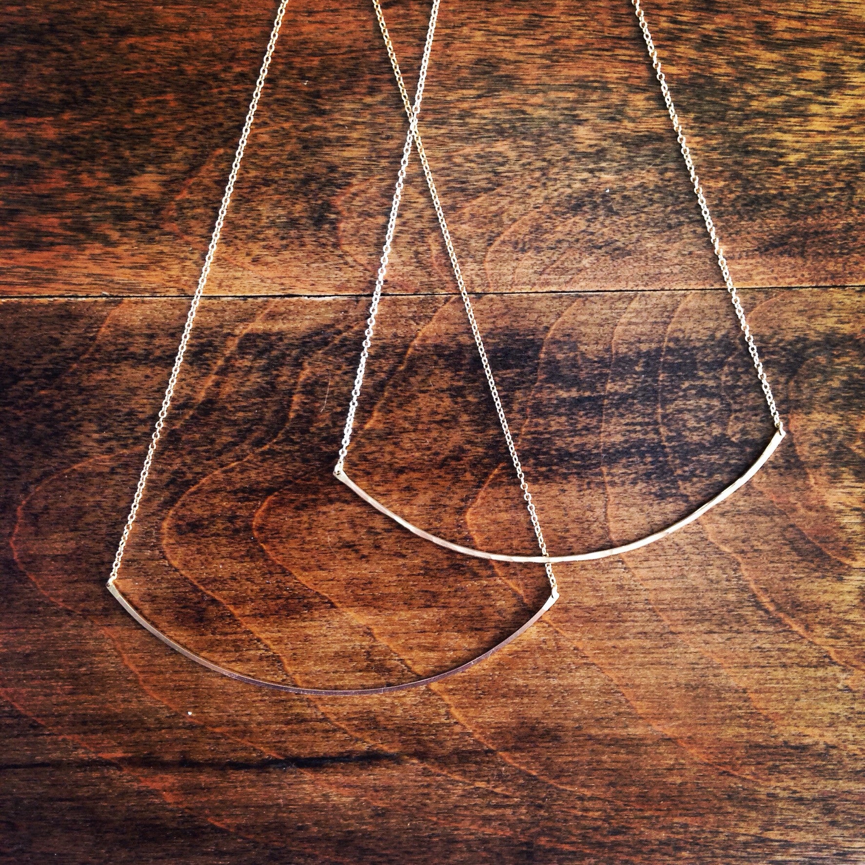 Arc Necklace - Hammered or Squared Metal