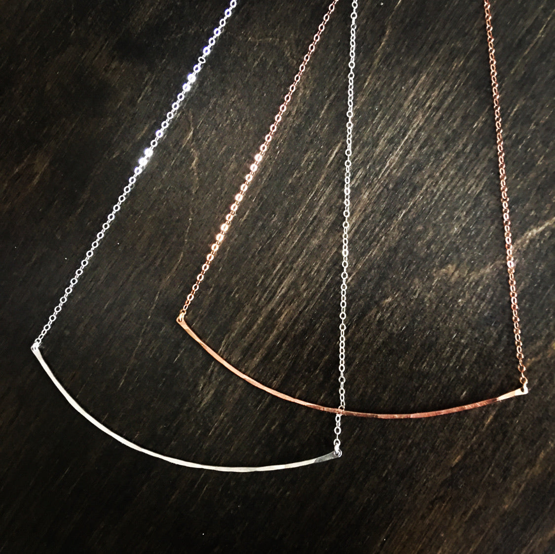 Arc Necklace - Hammered or Squared Metal
