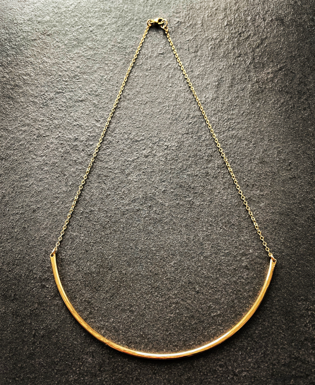 Hammered Half Collar Necklace in Sterling Silver or Gold Fill