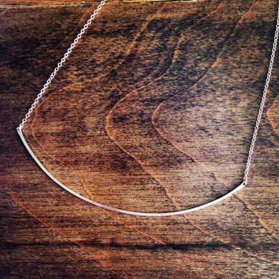 Arc Necklace - Hammered or Squared Metal