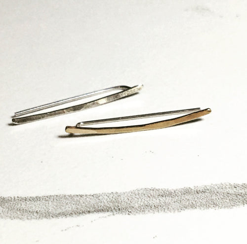 Hammered Ear Climber - Sterling Silver, Gold Fill or Rose Gold Fill